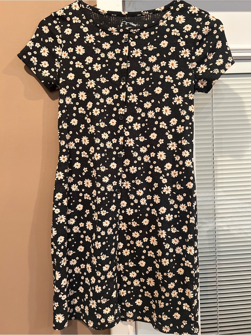 art class Black Daisy Button-Front Short Sleeve Dress